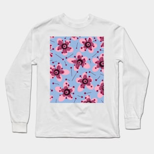 Beautiful Sakura Cherry Blossom Pattern Long Sleeve T-Shirt